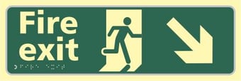 picture of Spectrum Fire Exit Man Running Arrow Down/Right – TaktylePh 450 x 150mm - SCXO-CI-TK0534BSIPH