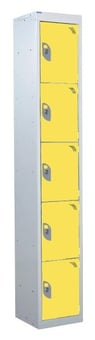 picture of QMP Standard Locker - 5 Compartment - Yellow Doors - 1800H x 300W x 450D mm - [QM-LS1830455YXX]