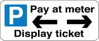 picture of Parking & Site Management - Pay At Meter Arrow Left & Right Sign - Class 1 Ref  BSEN 12899-1 2001 - 365 x 190Hmm - Reflective - 3mm Aluminium - [AS-TR148-ALU]