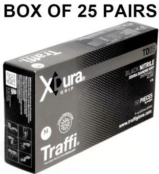 picture of TraffiGlove TD05 X-Dura Grip Nitrile Disposable Glove Black - Box of 25 Pairs - TS-TD05