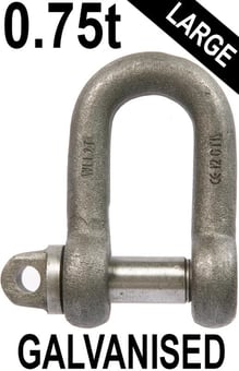 picture of 0.75t WLL Galvanised Large Dee Shackle c/w Type A Screw Collar Pin - 1/2" X 5/8" - [GT-HTLDG.75]