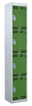 picture of QMP Tool Charging Locker - Perforated Door - Standard Plug - 4 Compartment - Green - 1800H x 300W x 450D mm - [QM-BL1830454GPX]