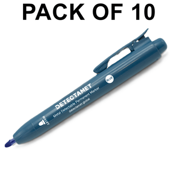 picture of Detectamet Detectable Retractable Permanent Marker - Blue Bullet Tip - Pack of 10 - [DT-146-A05-P01-A07]