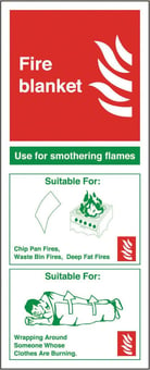 picture of Fire Blanket Instruction Sign - 82 X 202Hmm - Rigid Plastic - [AS-EN7-RP]
