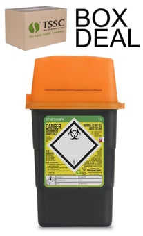 picture of Sharpsafe Recycled Sharps Bin - Orange Lid - 1L - Box Deal of 100 - [IH-VC-51602410]