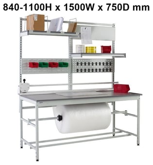 picture of QMP Pack Tek Individual Workbench Kit 1 - 840-1100H x 1500W x 750D mm - Laminate Worktop - [QM-BPI841575PL1]