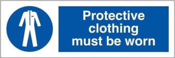 picture of Protective Clothing Must be Worn Sign LARGE - 600 x 200Hmm - Rigid Plastic - [AS-MA38-RP]