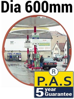 picture of ROUND MULTI-PURPOSE MIRROR - P.A.S - Dia 600mm - Red Frame - To View 2 Directions - 5 Year Guarantee - [VL-R916]