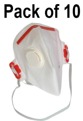 Ultimate Valved Fold Flat Disposable Mask - Pack of 10 - FFP3 - Conforms to EN149:2001+A1:2009 - [UC-UCF-P3V] - (DISC-W)