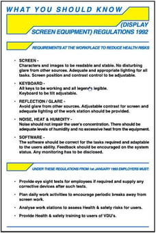 Picture of Display Screen Equipment Regulations 1992 Poster - 400 x 600Hmm - 1mm Rigid Plastic - [AS-WSK18-RP]