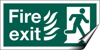 picture of Fire Exit Sign LARGE - Complies With Hospital Technical Memorandum 65 - 400 x 200Hmm - Self Adhesive Vinyl - [AS-HTM10-SAV]