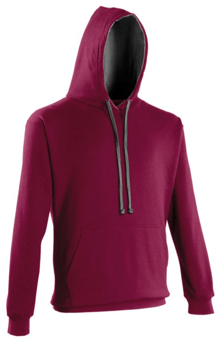 picture of Just Hoods Awdis Varsity Hoodie Burgundy Red/Charcoal - PLU-JH003MBUR/CHA