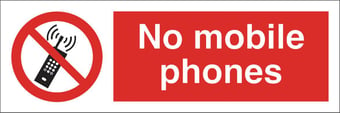 Picture of No Mobile Phones Sign - 300 X 100Hmm - Rigid Plastic - [AS-PR18A-RP]