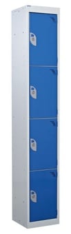 picture of QMP Tool Charging Locker - Solid Door - RCD Plug - 4 Compartment - Dark Blue - 1800H x 300W x 450D mm - [QM-BR1830454BSX]