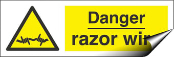 picture of Danger Razor Wire Sign - 300 x 100Hmm - Self Adhesive Vinyl - [AS-WA112-SAV]