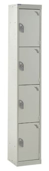 picture of QMP Tool Charging Locker - Solid Door - Standard Plug - 4 Compartment - Light Grey - 1800H x 300W x 450D mm - [QM-BL1830454LSX]
