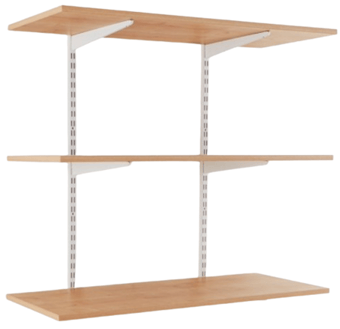 Picture of BiGDUG Office Wall Mounted Shelving Kit - 1000h x 1000w x 200d mm - 3 Oak Melamine Levels - [BDU-TSW1023OO]