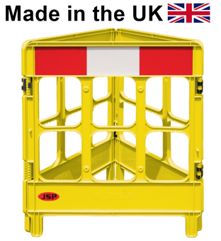 picture of JSP - Workgate 3 Gate with Reflectives - Yellow - Fully Reflective Panel Meeting EN12899-1 Requirements - JS-KBB023-000-200