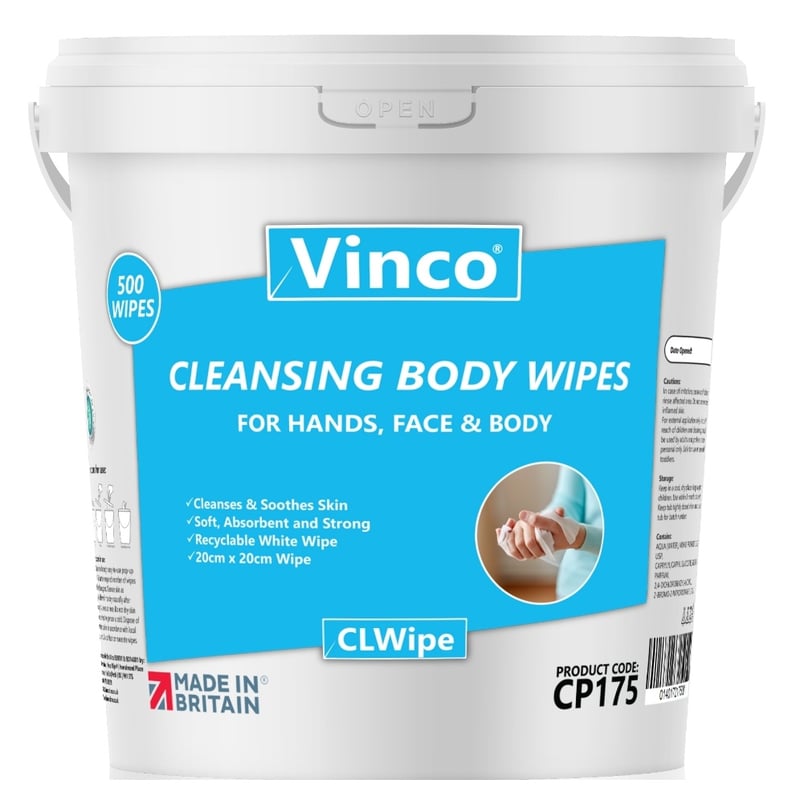 Vinco-CLWipe Cleansing Body Wipes Tub - 500 Sheet - [HCI-CP175]