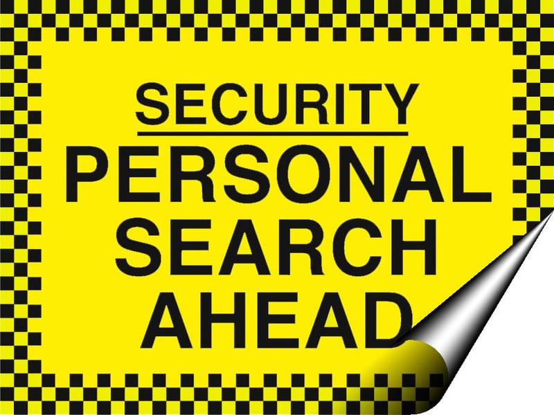 picture of Security Personal Search Ahead Sign - 400 x 300Hmm - Self Adhesive Vinyl - [AS-SEC5-SAV]