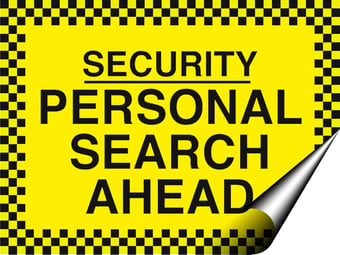 picture of Security Personal Search Ahead Sign - 400 x 300Hmm - Self Adhesive Vinyl - [AS-SEC5-SAV]