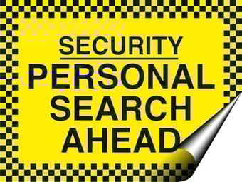 Picture of Security Personal Search Ahead Sign - 400 x 300Hmm - Self Adhesive Vinyl - [AS-SEC5-SAV]