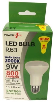 Picture of Power Plus - 9W - E27 Energy Saving R63 LED Bulb - 800 Lumens - 3000k Warm White - Pack of 12 - [PU-3500]
