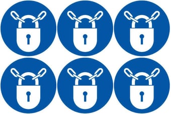 picture of Safety Labels - Keep Locked Symbol (24 pack) 6 to Sheet - 75mm dia - Self Adhesive Vinyl - [IH-SL56-SAV]