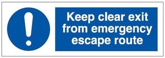 picture of Keep Clear Emergency Escape Route Sign - 300 x 100Hmm - Rigid Plastic - [AS-MA33-RP]