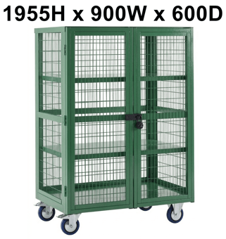 picture of QMP Boxwell Trolley With Doors - Green - Steel - 1955H x 900W x 600D - [QM-XD199060MGXX] - (LP)