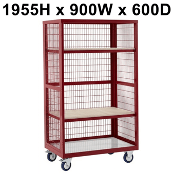 picture of QMP Boxwell Trolley Without Doors - Red - Plywood - 1955H x 900W x 600D - [QM-XW199060PRXX] - (LP)