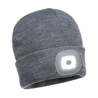 picture of Portwest - Rechargeable Twin LED Beanie - Grey - [PW-B028GRR]