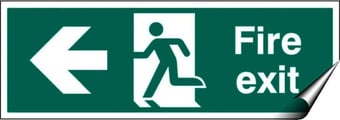 picture of Fire Exit Arrow Pointing West Sign - 400 x 150Hmm - Self Adhesive Vinyl - [AS-SA3-SAV]