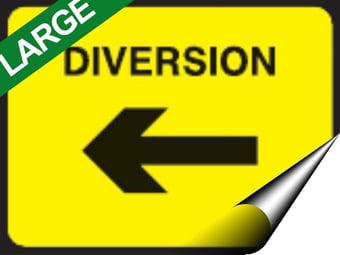 picture of Temporary Traffic Signs - Diversion Left Arrow LARGE - 600 x 450Hmm - Self Adhesive Vinyl - [IH-ZT7L-SAV]