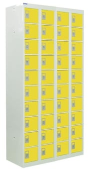 picture of QMP Personal Effects Locker - 40 Compartment - Yellow Doors - 1800H x 900W x 380D mm - [QM-LR189038FYXX]