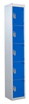 picture of QMP Tool Charging Locker - Solid Door - Standard Plug - 5 Compartment - Dark Blue - 1800H x 300W x 450D mm - [QM-BL1830455BSX]