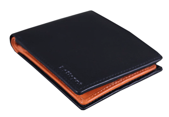 Picture of Men’s Black RFID Blocking Hand-Made Soft Leather Wallet - Orange Inside - FG-MEN-WALLET