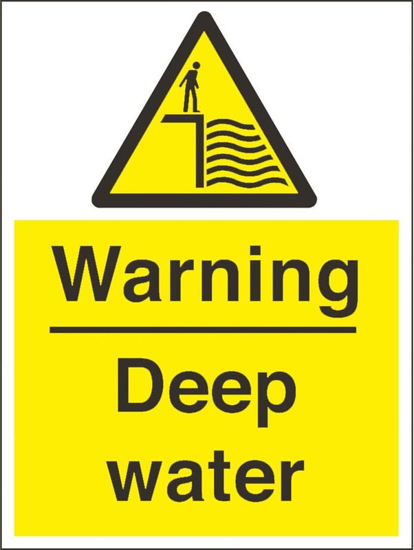 picture of Warning Deep Water Sign - 300 X 400Hmm - Duralite GRP - [AS-TUF12-DG]