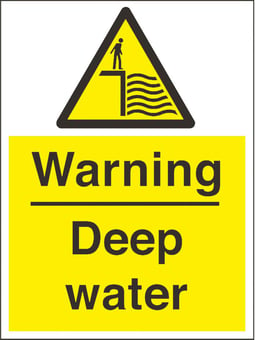 Picture of Warning Deep Water Sign - 300 X 400Hmm - Duralite GRP - [AS-TUF12-DG]