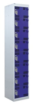 picture of QMP Tool Charging Locker - Perforated Door - RCD Plug - 8 Compartment - Dark Blue - 1800H x 450W x 450D mm - [QM-BR1845458BPX]