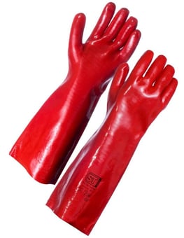 picture of Supertouch PVC Dip Gauntlet Fully Coated Red Gloves - 45cm - Pair - [ST-23224] - (DISC-X)