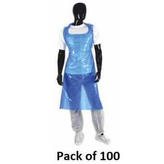picture of Supreme TTF Disposable Plastic Apron - Blue - Pack of 100 - [HT-APRON-FLAT-BLUE]