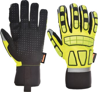 picture of Portwest A725 Safety Impact Yellow Lined Yellow Gloves - PW-A725Y - (DISC-R)