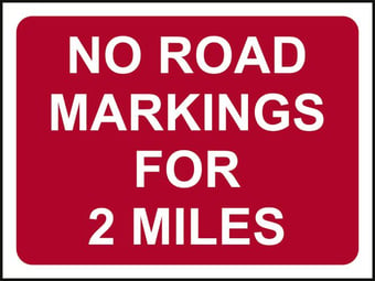 picture of Spectrum 1050 x 750mm Temporary Sign & Frame – No Road Markings For 2 Miles – [SCXO-CI-14568]