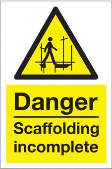 Picture of Danger Scaffolding Incomplete Sign - 400 X 600Hmm - Fluted Correx 4mm - [AS-CX08-FC]