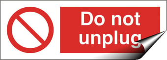 Picture of Socket Labels - Do Not Unplug (Pack of 10) - 50 x 18Hmm - Self Adhesive Vinyl [AS-SL2-SAV]