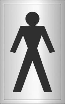picture of Prestige Gents Toilet Man Sign - Silver Effect - 75 x 150Hmm - 1.5mm Aluminium - [AS-SAT27B-ALU]