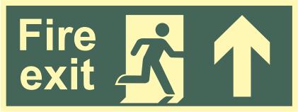 picture of Spectrum Fire Exit - Man Arrow Up – Photolum. 400 x 150mm – [SCXO-CI-12414]