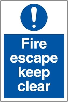 Picture of Fire Escape Keep Clear Sign - 200 x 300Hmm - Rigid Plastic - [AS-MA25-RP]