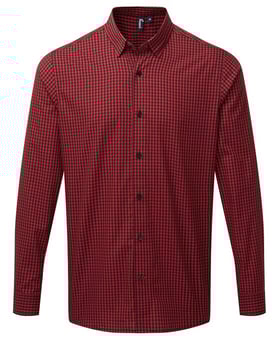picture of Premier Maxton Check Long Sleeve Shirt - Black/Red - RLW-PR252BKRD